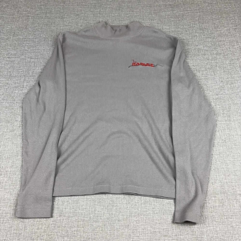 Harley-Davidson Sweater‎ Mens Large Gray Mock Neck Cotton Knit Pullover Logo